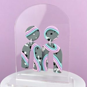 Pastel Abstract Rainbow Design Handmade Polymer Clay Earrings Lightweigh…